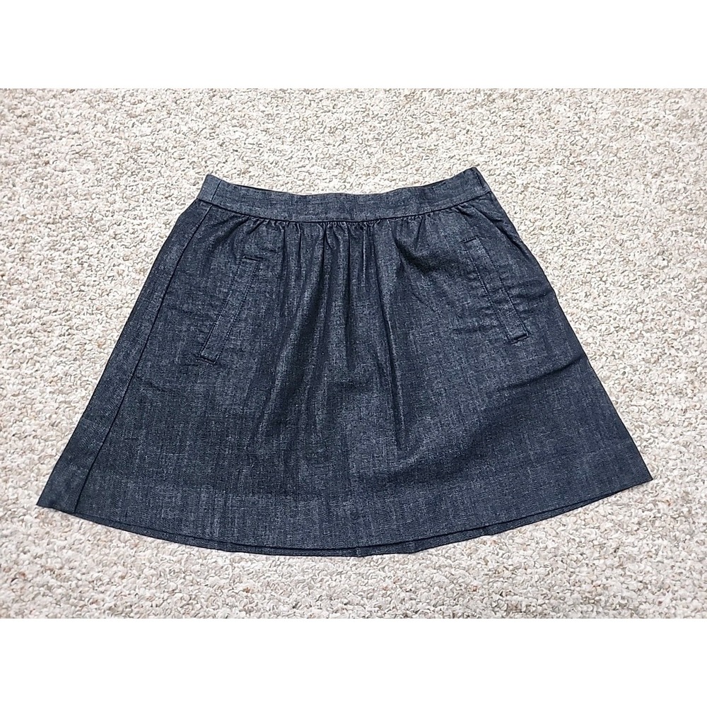 J. Crew A-Line Chambray Skirt Women's Size 4 Blue Dark Wash Cotton Blend 28x17